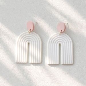 White Textured Drop Earrings